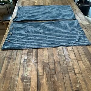 JellyMoni Queen Pillow Case Set of 2 100% Cotton Blue Striped Button Closure